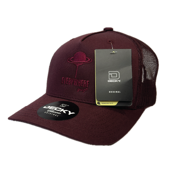 Everywhere Golf Trucker Hat - Maroon Tone-on-Tone