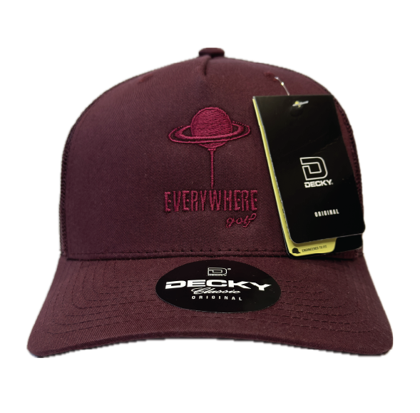 Everywhere Golf Trucker Hat - Maroon Tone-on-Tone